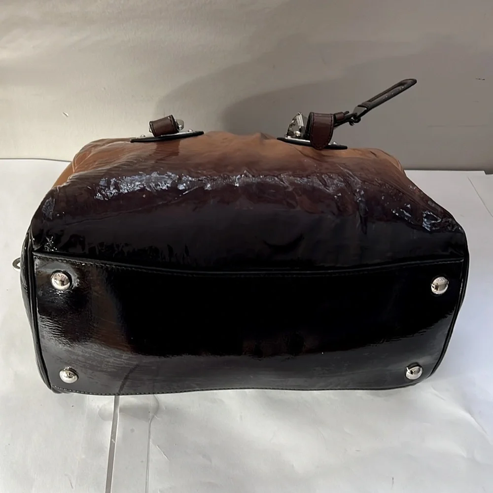 Prada Brown Vernice Sfumata Ombré Patent Leather Satchel Crossbody Bag